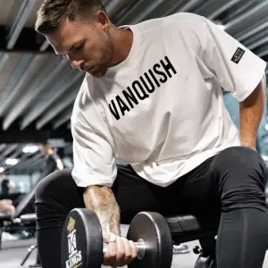 Yuvarlak Yaka Vanquısh Baskılı %100 Pamuk Oversize Yeni Stil Gym Erkek T-shırt
