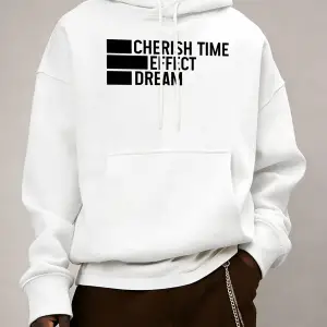 Zamanı Değerlendirin Efektli Rüya Baskılı Erkek Basit Günlük Kapüşonlu Bol Sonbahar Sıcak Uzu