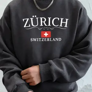 Zürih İsviçre Mektup Ve Bayrak Baskılar Üstler Unisex Sıcak Sokak Spor Giysileri Gevşek Rahat