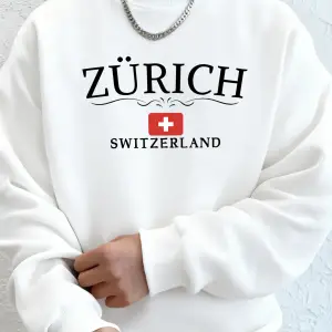 Zürih İsviçre Mektup Ve Bayrak Baskılar Üstler Unisex Sıcak Sokak Spor Giysileri Gevşek Rahat