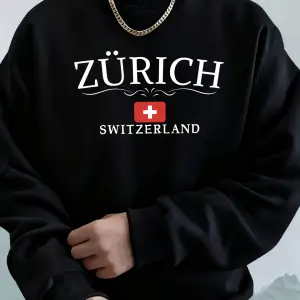 Zürih İsviçre Mektup Ve Bayrak Baskılar Üstler Unisex Sıcak Sokak Spor Giysileri Gevşek Rahat