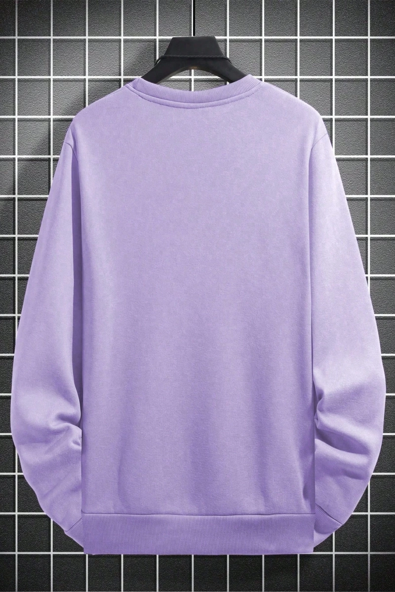1 Adet Bol Kesim Erkek Düz Yuvarlak Yaka Sweatshirt
