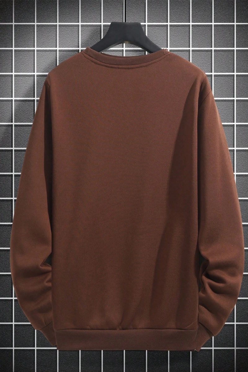 1 Adet Bol Kesim Erkek Düz Yuvarlak Yaka Sweatshirt