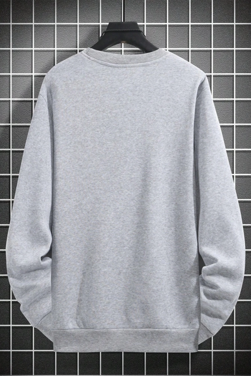 1 Adet Bol Kesim Erkek Düz Yuvarlak Yaka Sweatshirt