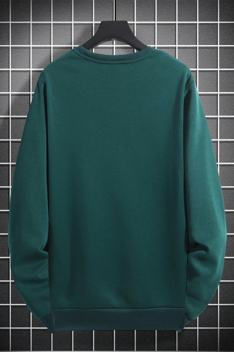 1 Adet Bol Kesim Erkek Düz Yuvarlak Yaka Sweatshirt