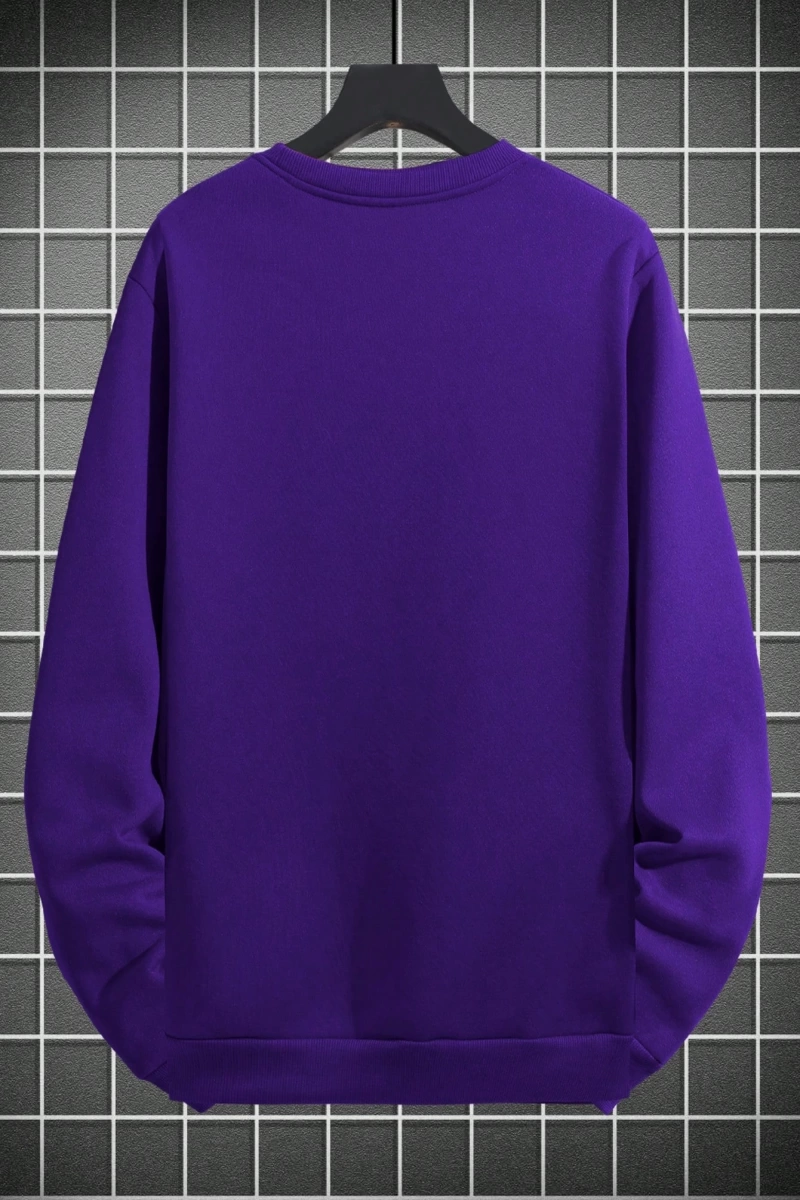1 Adet Bol Kesim Erkek Düz Yuvarlak Yaka Sweatshirt