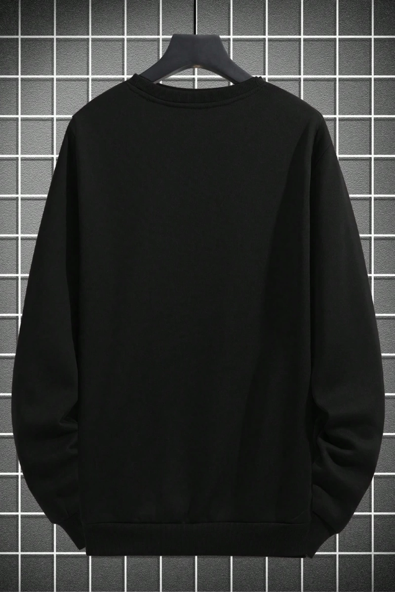 1 Adet Bol Kesim Erkek Düz Yuvarlak Yaka Sweatshirt