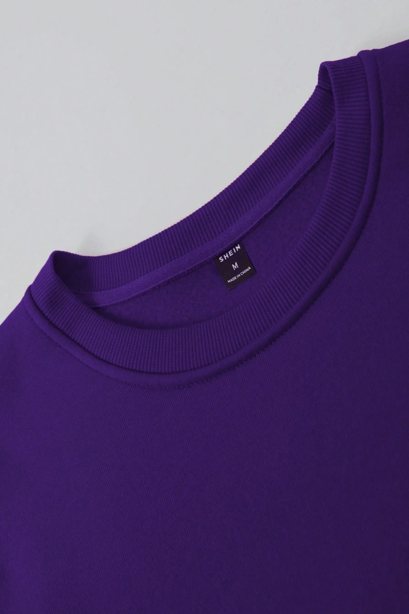 1 Adet Bol Kesim Erkek Düz Yuvarlak Yaka Sweatshirt