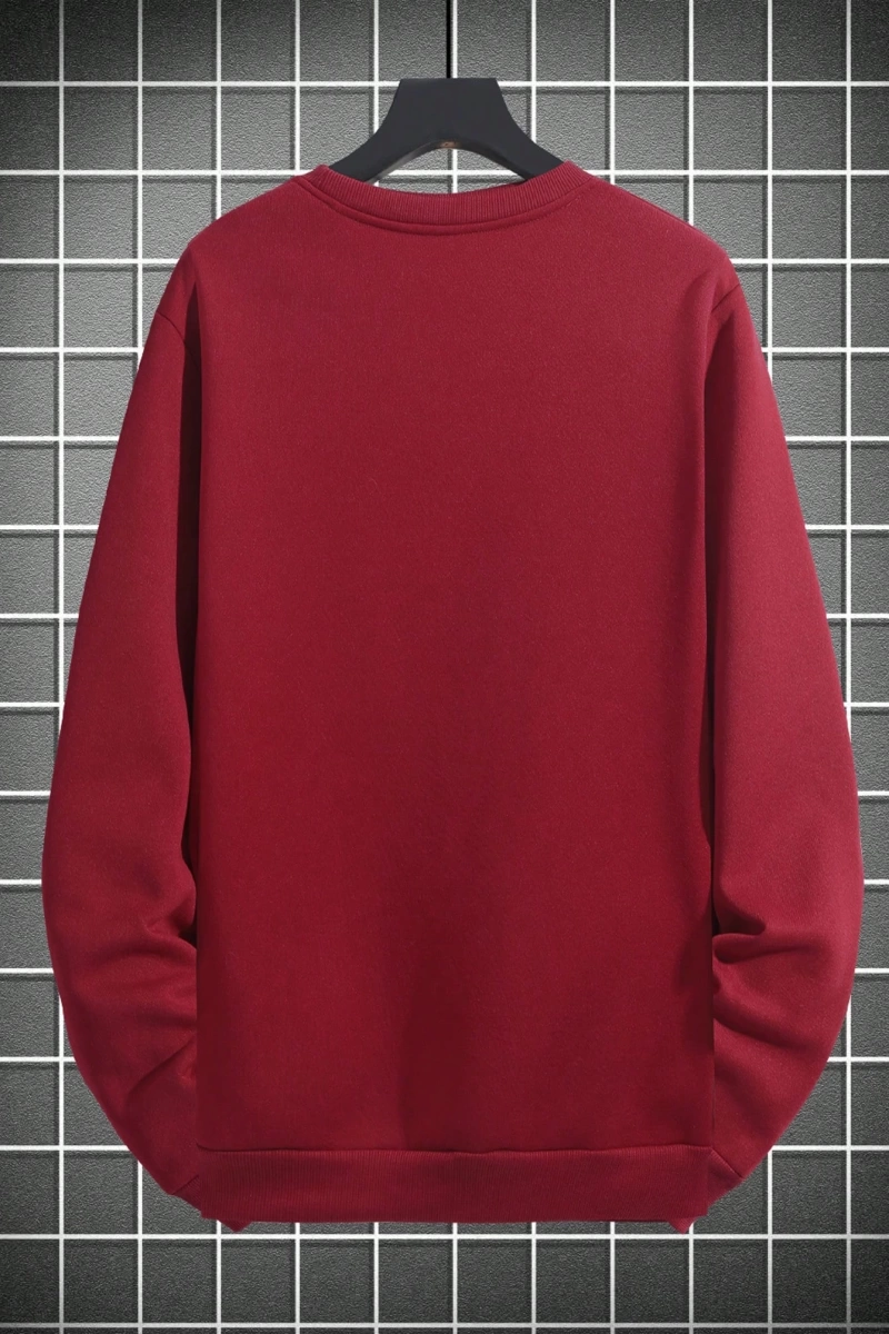 1 Adet Bol Kesim Erkek Düz Yuvarlak Yaka Sweatshirt