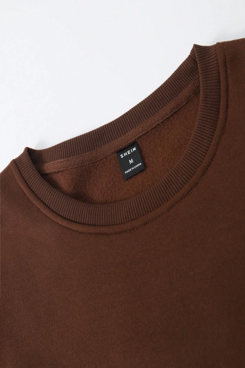 1 Adet Bol Kesim Erkek Düz Yuvarlak Yaka Sweatshirt