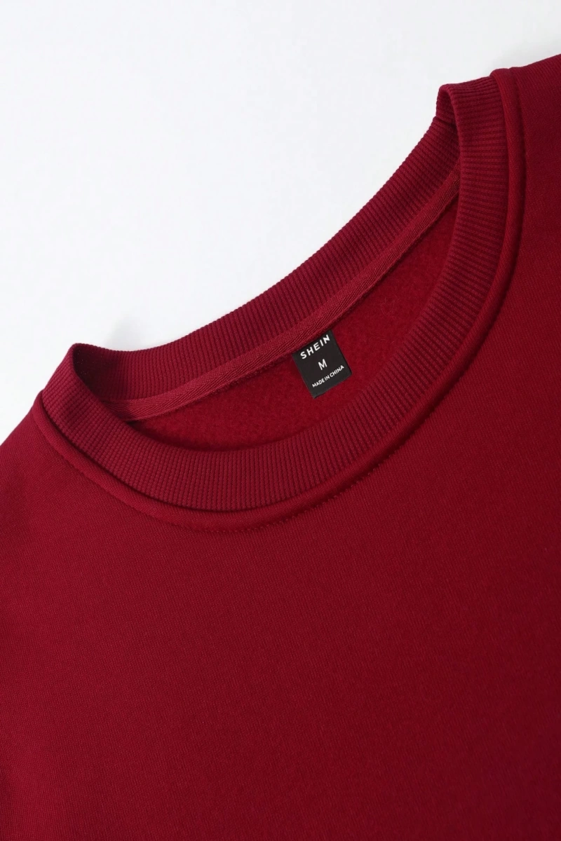 1 Adet Bol Kesim Erkek Düz Yuvarlak Yaka Sweatshirt