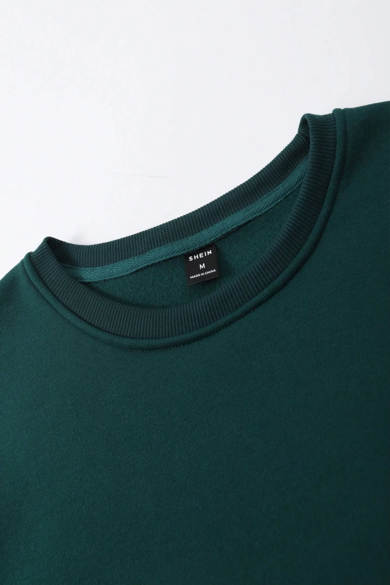 1 Adet Bol Kesim Erkek Düz Yuvarlak Yaka Sweatshirt