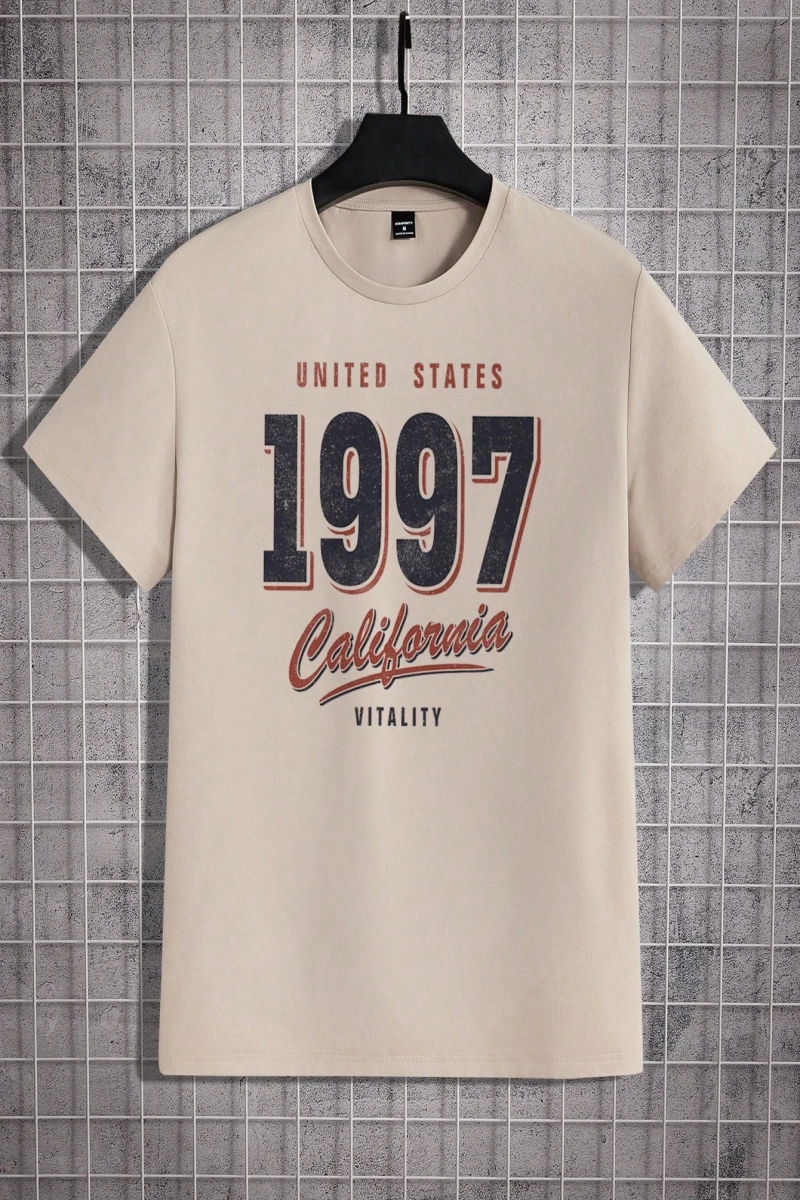 1997 Vintage Amerikan Yazı Tipi Stili Moda Rahat Baskılı Siyah Kısa Kollu Tiş