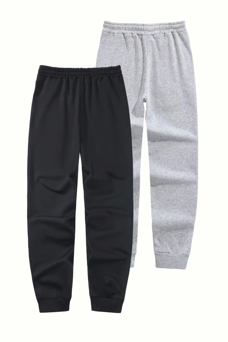 2 adet Erkek Rahat Spor Gevşek Bağcıklı Bel Eşofman Altı Cepli, Klasik Retro Stil, Açık Hava