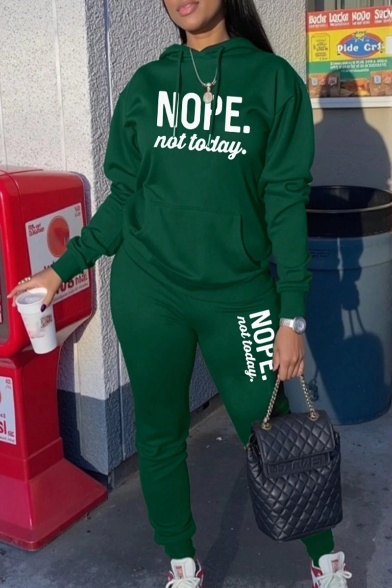 2 adet/takım Bol Günlük MAMA Baskılı Sweatshirt ve Bağcıklı Pantolon, Kadınlar İçin