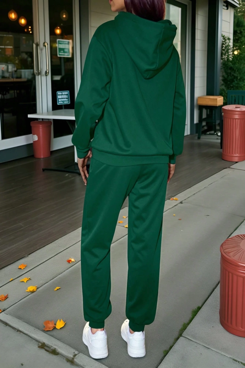 2 adet/takım Bol Günlük MAMA Baskılı Sweatshirt ve Bağcıklı Pantolon, Kadınlar İçin