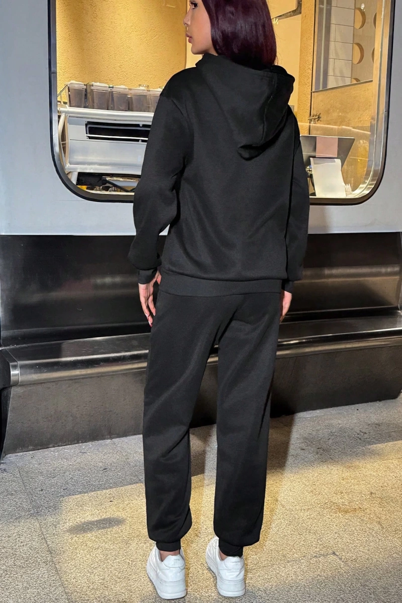 2 adet/takım Bol Günlük MAMA Baskılı Sweatshirt ve Bağcıklı Pantolon, Kadınlar İçin