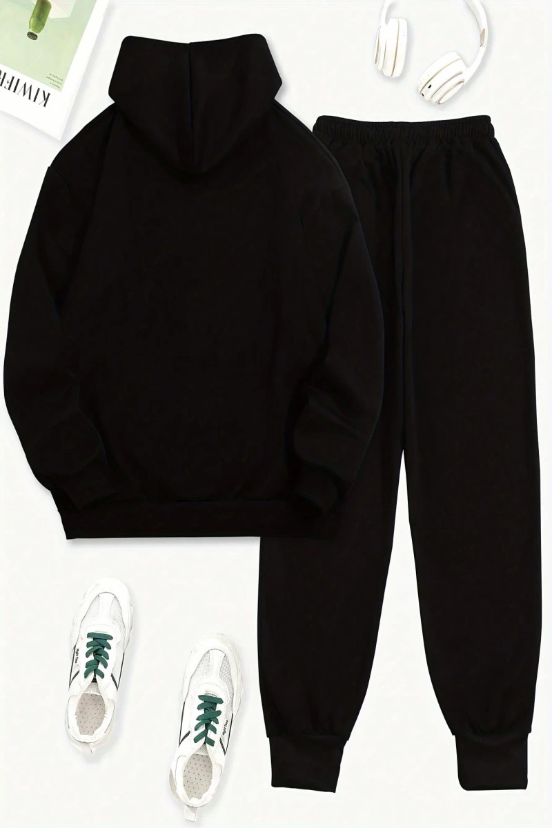 2 adet/takım Bol Günlük MAMA Baskılı Sweatshirt ve Bağcıklı Pantolon, Kadınlar İçin