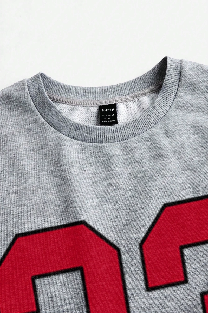 2 adet/takım Kadın Rahat 23# Bol Mürettebat Yaka Büyük Boy Sweatshirt ve Bağcıklı Pa