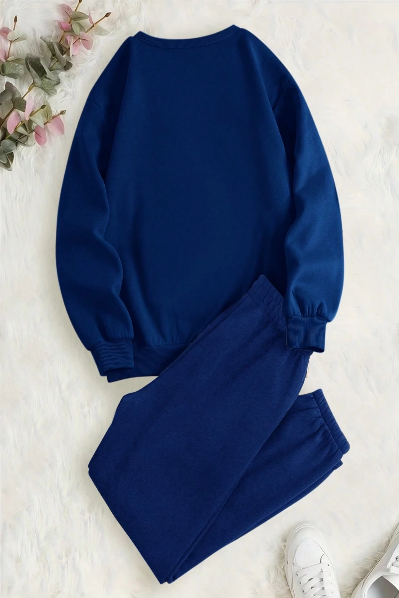 2 Adet/Takım Rahat Ayı Baskılı Sweatshirt Ve Eşofman Altı, Sonbahar/Kış