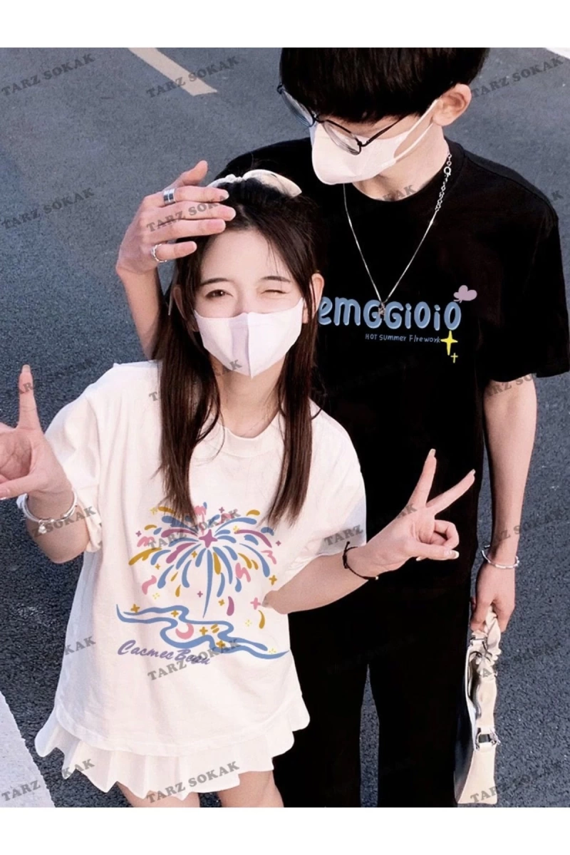 2 Adet Tir Harajuku Style Çift Sevgili Kombinleri Couple Clothing Yeni Sezon