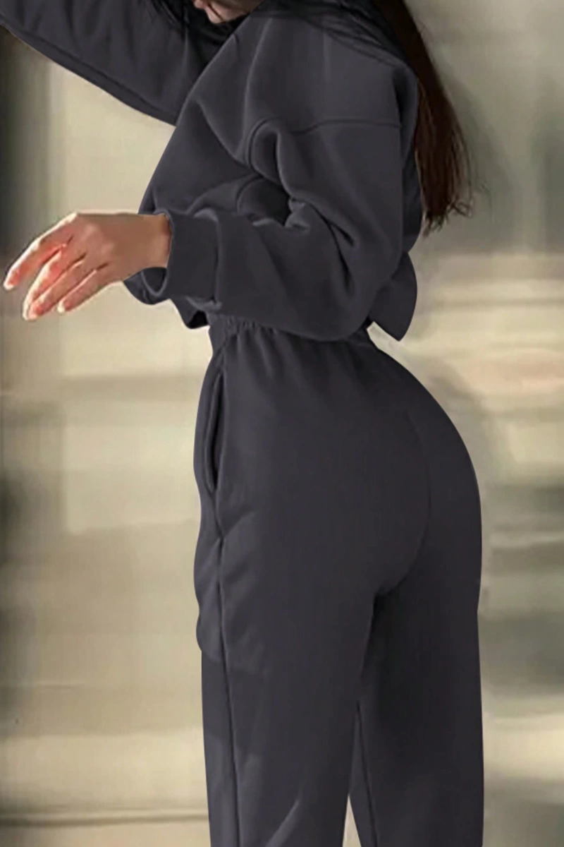 2li Büyük Beden Günlük Harfli Grafik Polar Sweatshirt ve Eşofman Altı Takımı, Sonbah