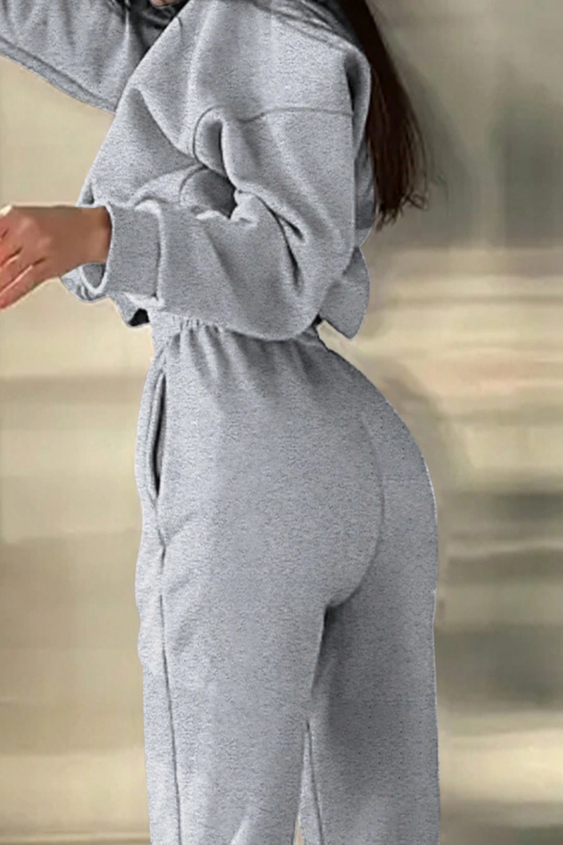 2li Büyük Beden Günlük Harfli Grafik Polar Sweatshirt ve Eşofman Altı Takımı, Sonbah