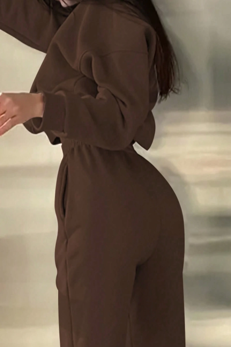 2li Büyük Beden Günlük Harfli Grafik Polar Sweatshirt ve Eşofman Altı Takımı, Sonbah