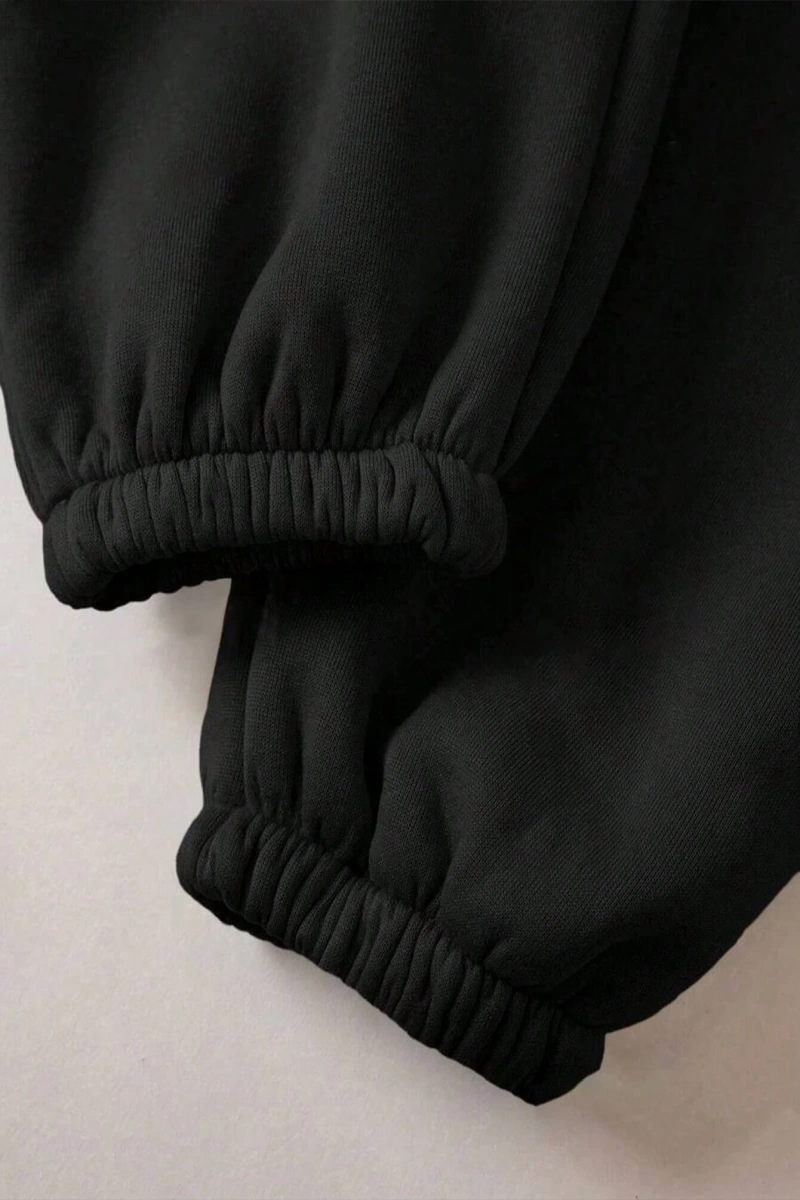 2li Büyük Beden Kadın Günlük New York Harf Baskılı Sweatshirt Ve Eşofman Altı Takımı,
