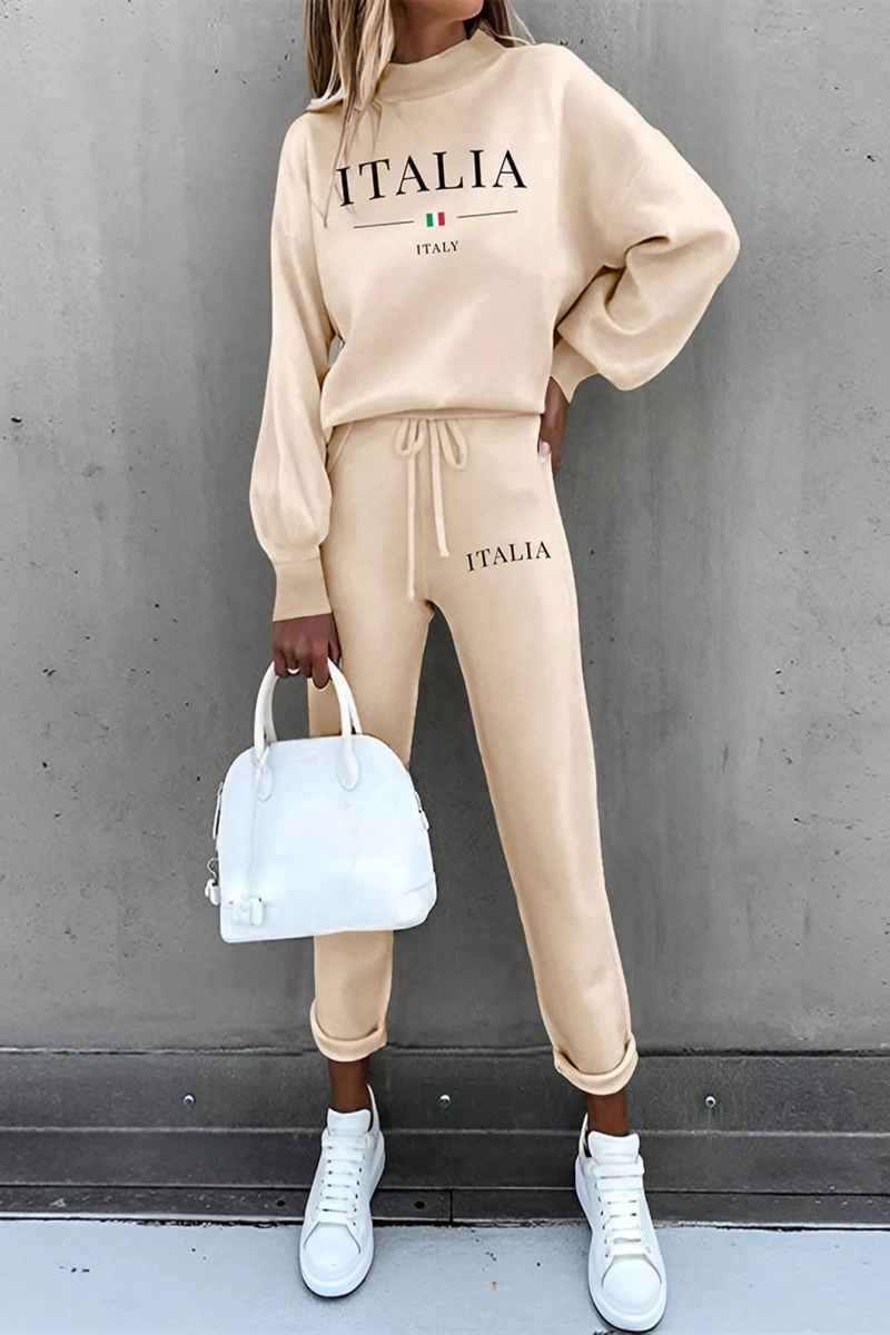 2li Kadın Harf Baskılı Sweatshirt Ve Eşofman Altı Takımı