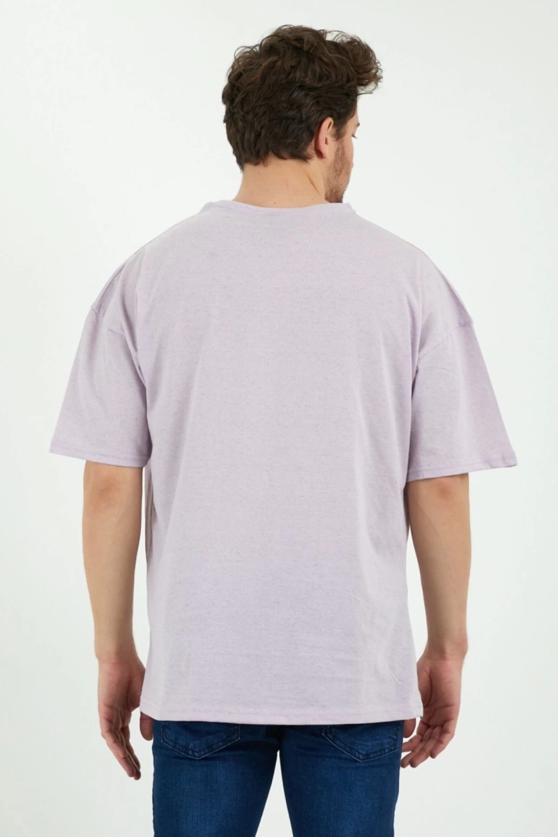 2li Paket Lila Unisex Bol Kesim Oversize Tshirt Ve Kolye