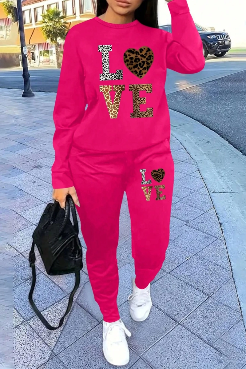 2 Parça Set Büyük Beden Kadın Harf Baskılı Mürettebat Yaka Uzun Kollu Sweatshirt Ve Eş