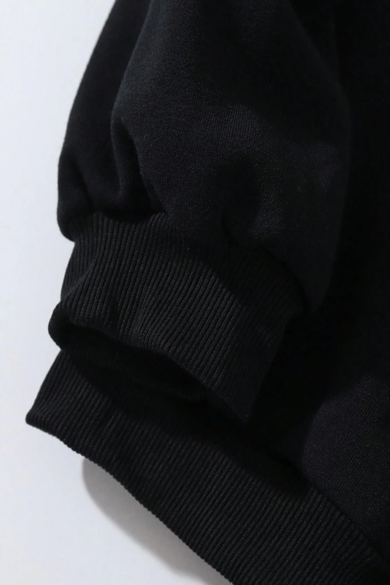 2 Parça Set Büyük Beden Kadın Harf Baskılı Mürettebat Yaka Uzun Kollu Sweatshirt Ve Eş