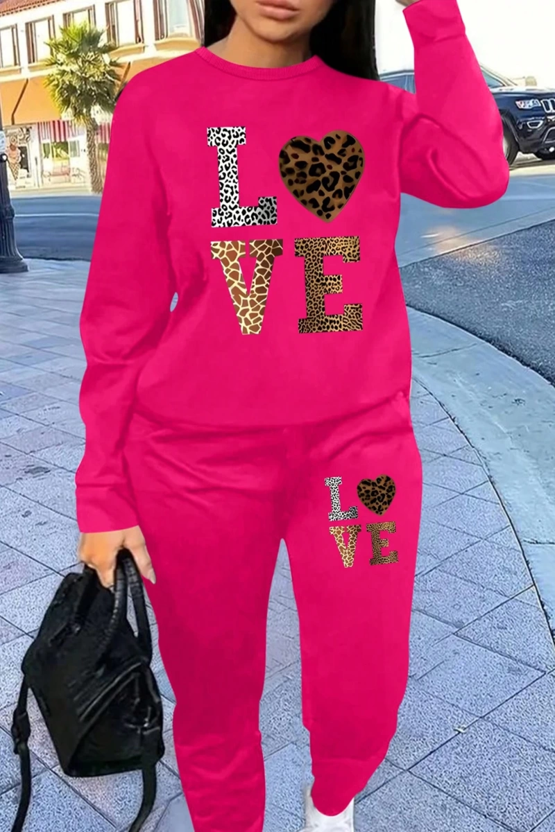 2 Parça Set Büyük Beden Kadın Harf Baskılı Mürettebat Yaka Uzun Kollu Sweatshirt Ve Eş