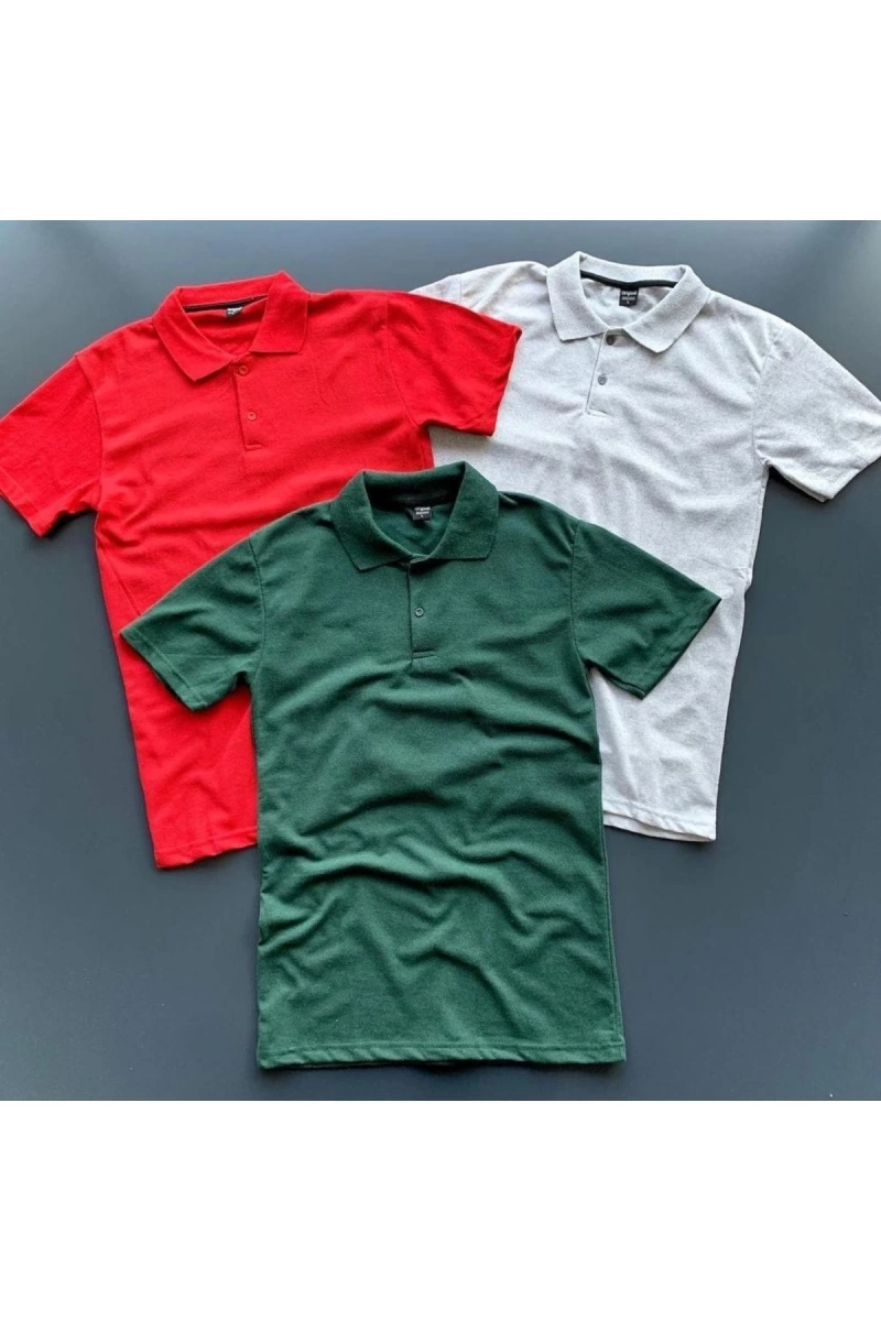 3 Lü Paket Dar/slim Fitt Polo Yaka Tshirt Oneoff