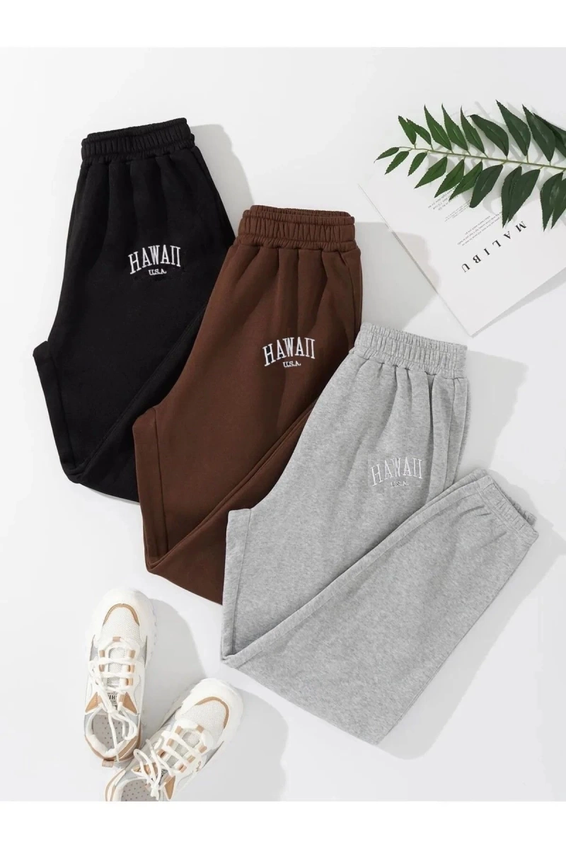 3lü Unisex Baskılı Jogger Eşofman