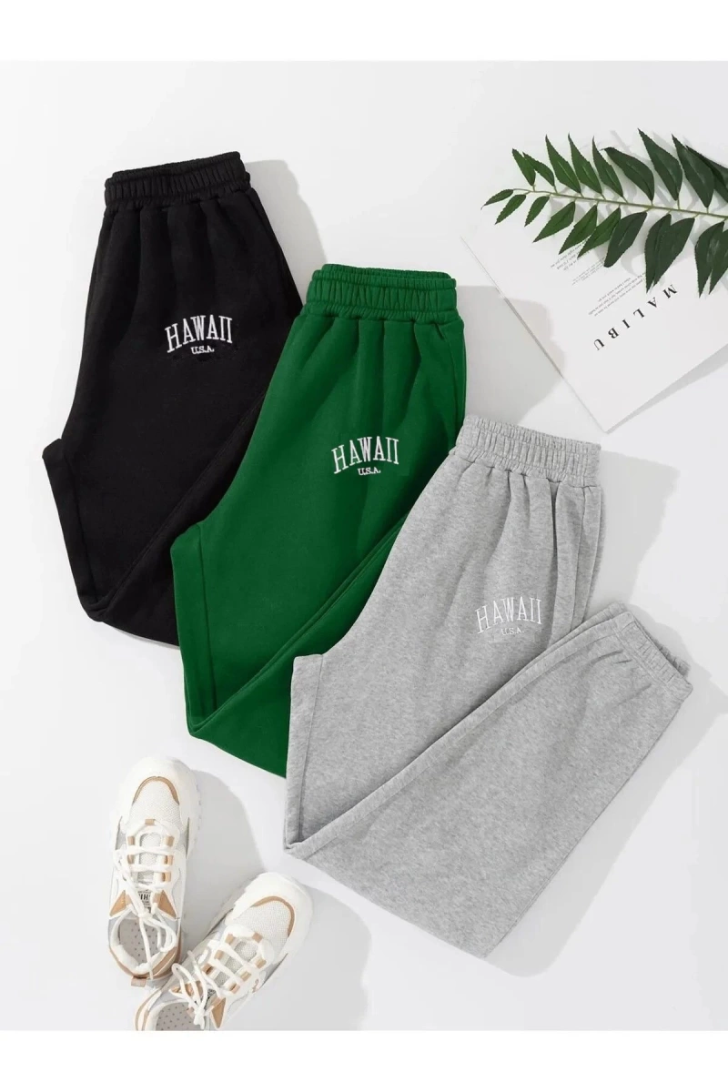 3lü Unisex Baskılı Jogger Eşofman