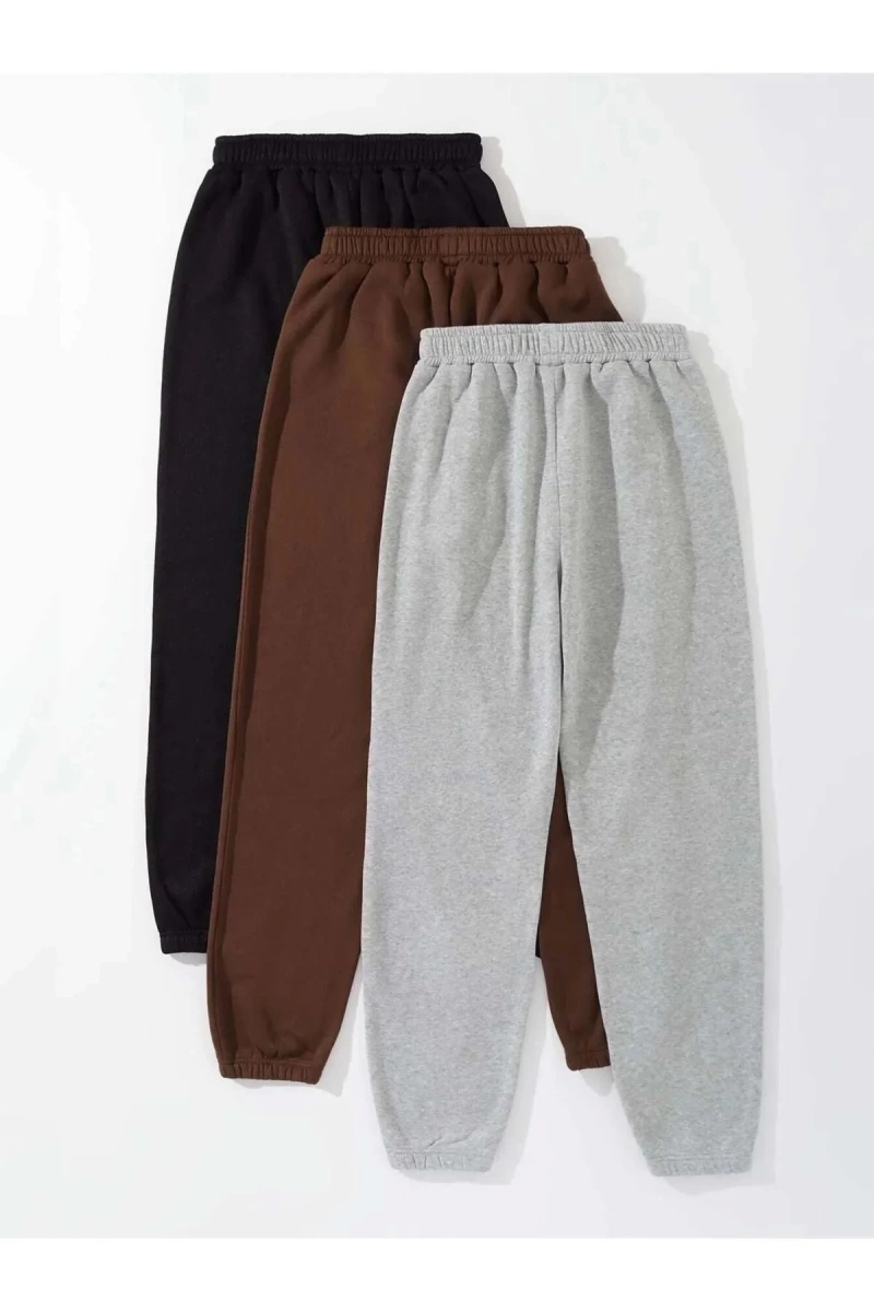 3lü Unisex Baskılı Jogger Eşofman