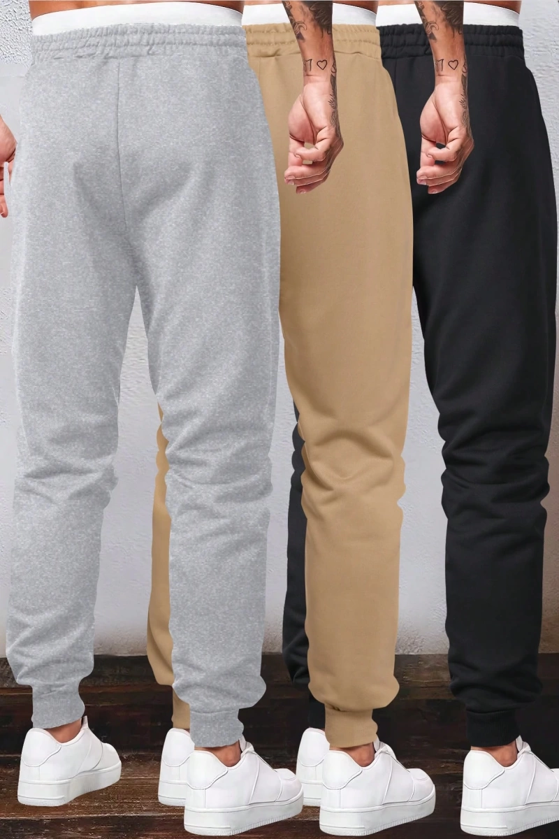 3 Parça Set Cesur ve Baskın Boğa Başı Baskılı Jogger Erkek Sokak Giyimi Antrenman Eşofman Alt