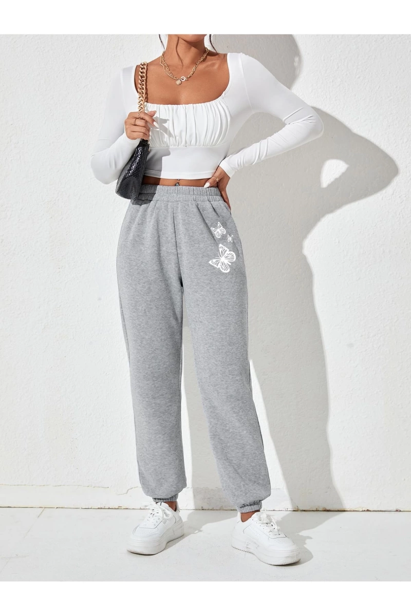 3lü Kelebek Baskılı Unisex Eşofman Altı Daxis Sportwear