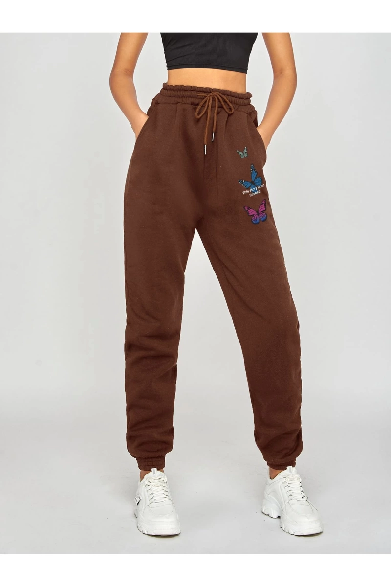 3lü Renkli Kelebek Baskılı Unisex Eşofman Altı Daxis Sportwear