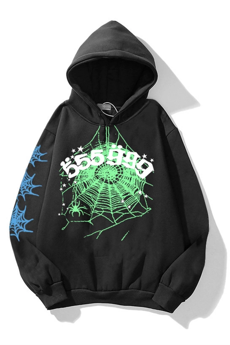 555 Spider Siyah Unisex Sweatshirt