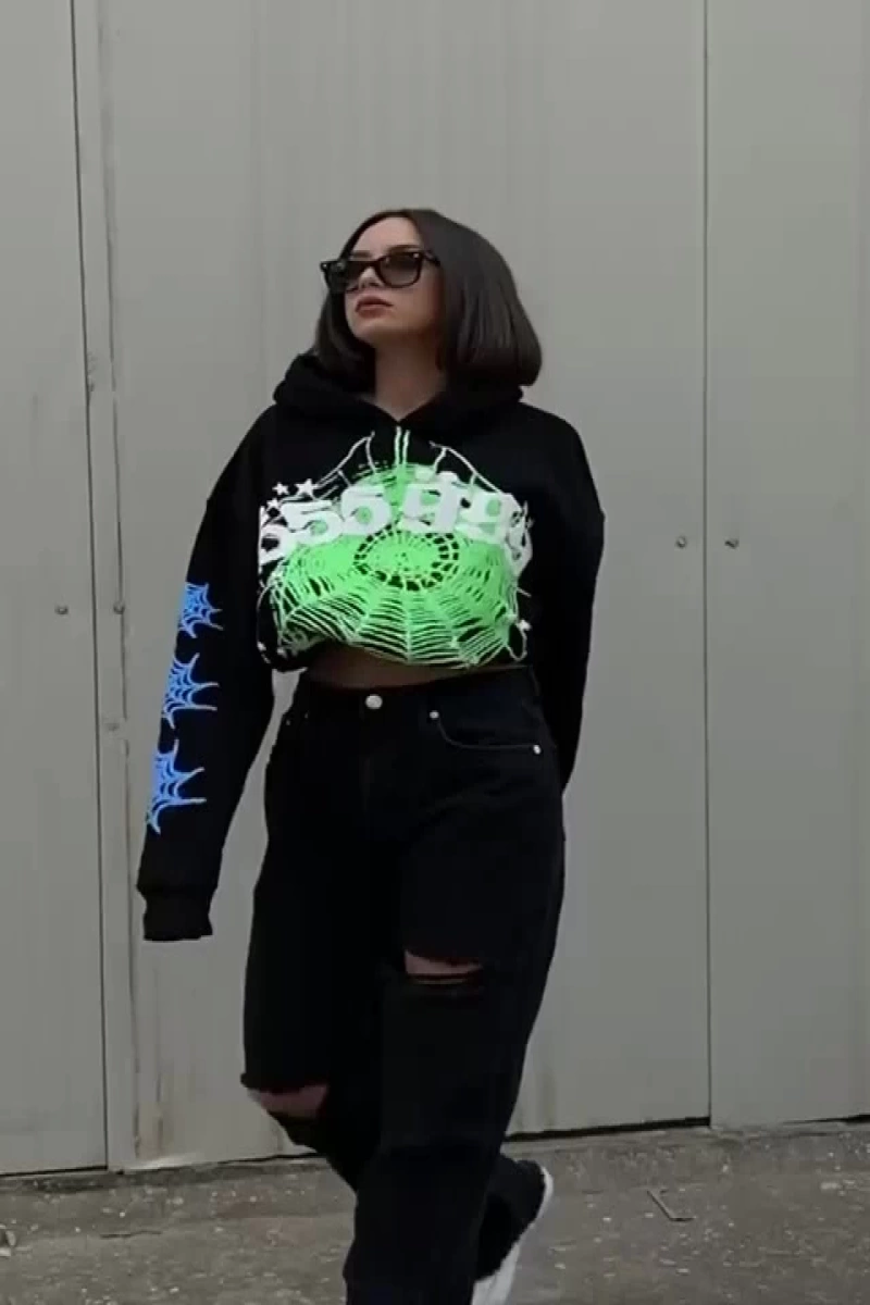 555 Spider Siyah Unisex Sweatshirt