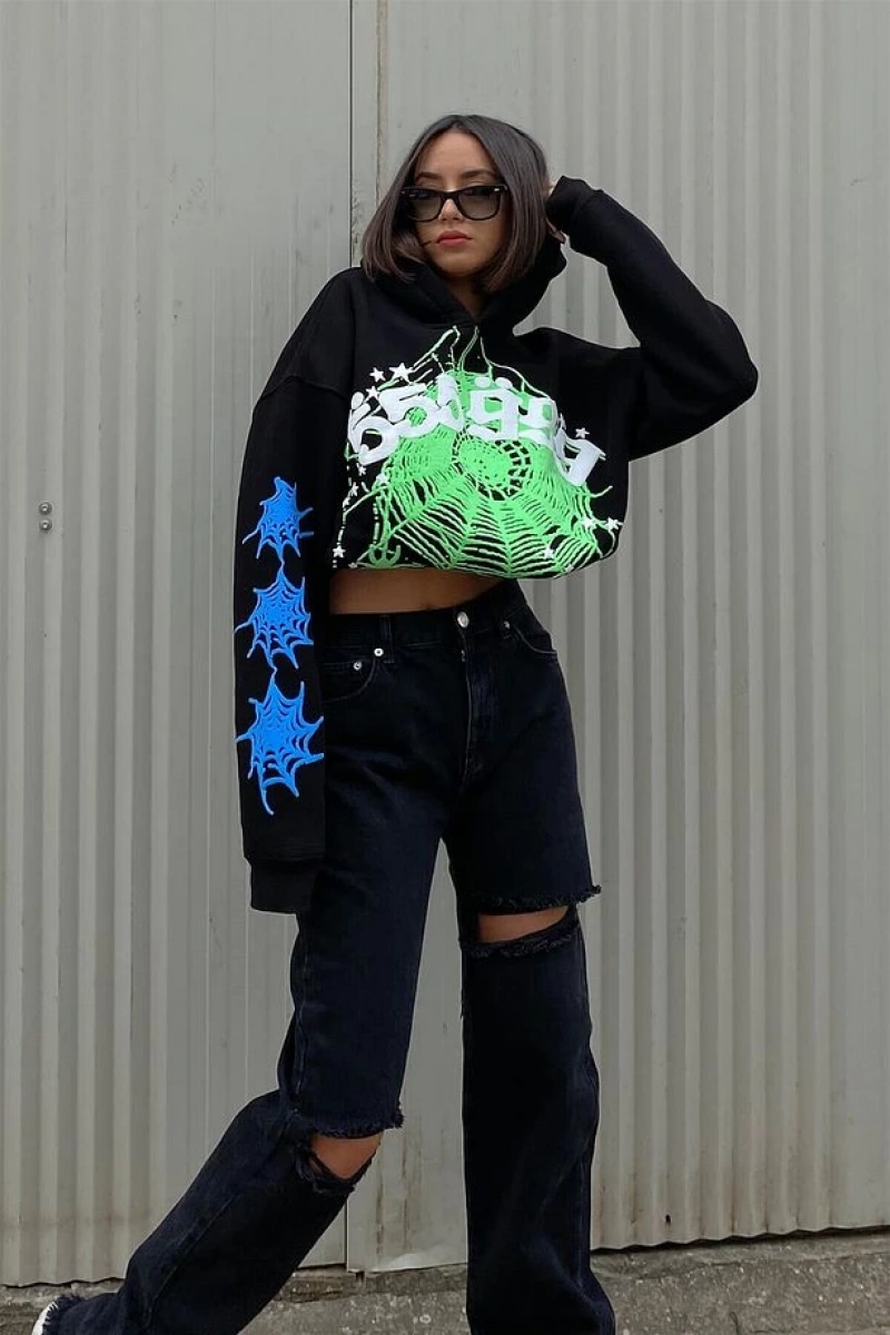 555 Spider Siyah Unisex Sweatshirt Siyah