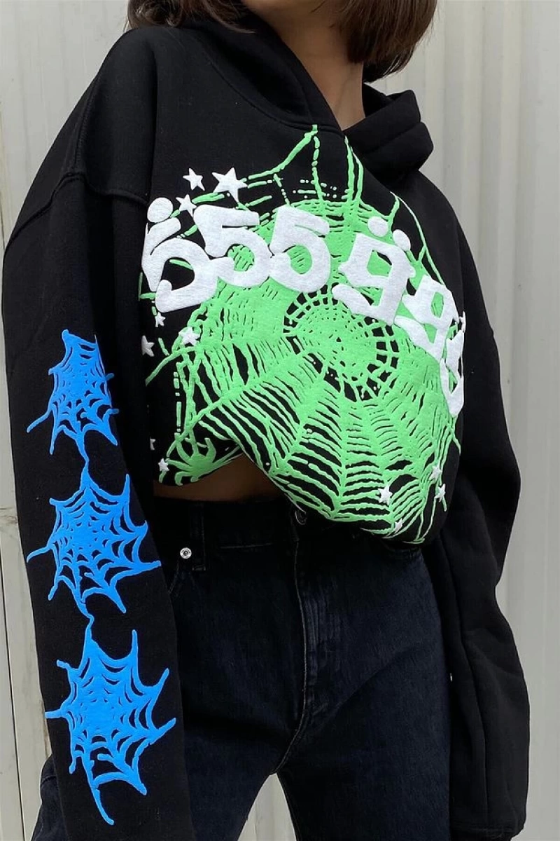 555 Spider Siyah Unisex Sweatshirt Siyah