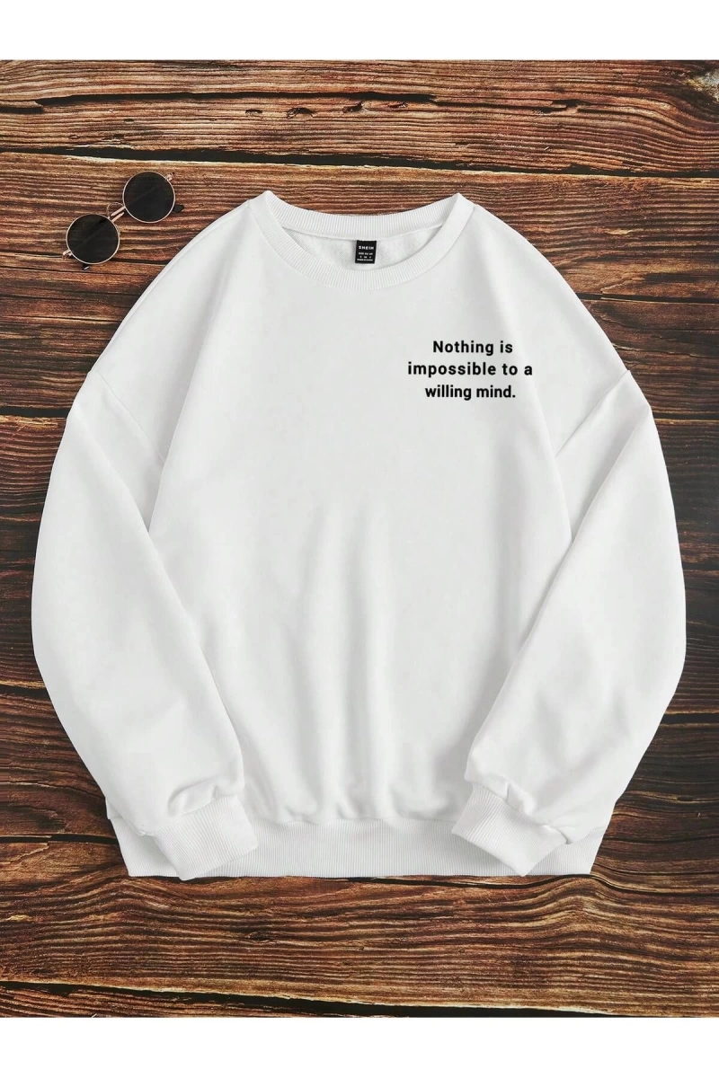 Sloganlı Grafikli Düşük Sweat