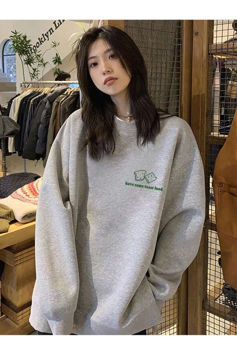 Harfli Grafik Düşük Omuz Oversize Sweat