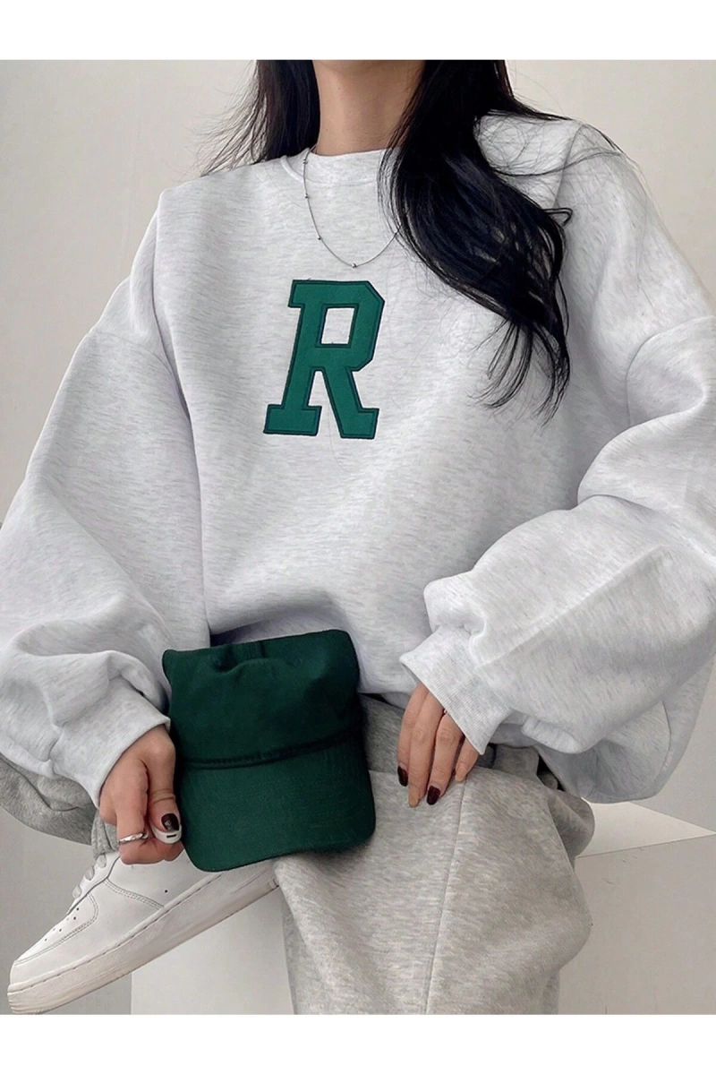 Yazılı Grafik Düşük Sweat
