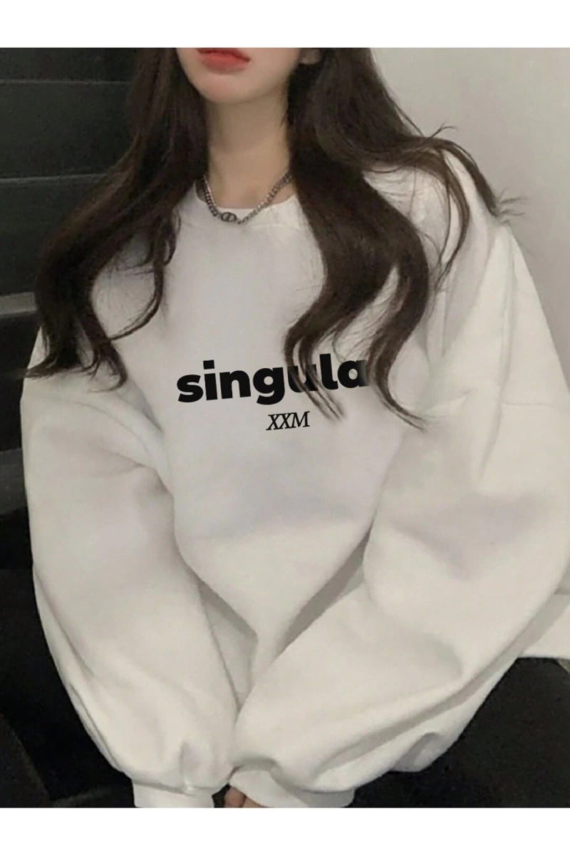 Harfli Grafik Düşük Omuz Oversize Sweat
