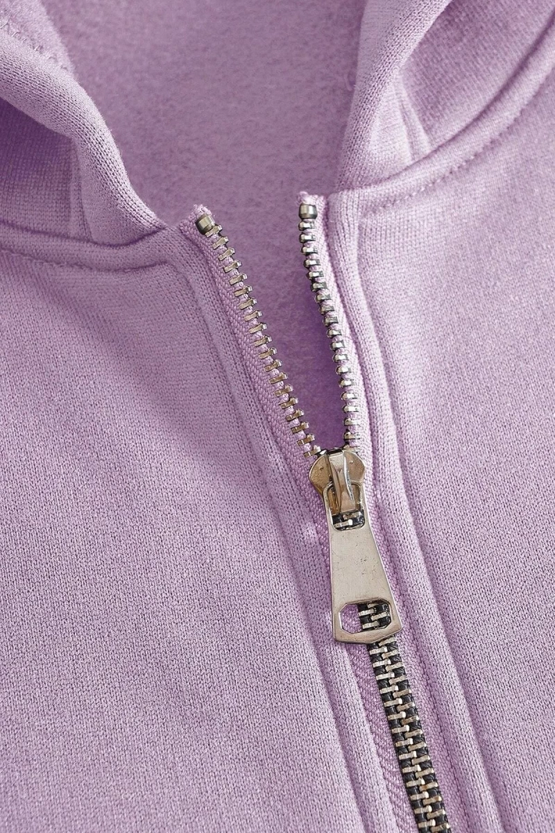 Lila Pamuk Fermuarlı Unisex Oversize Hırka TYC00812672277